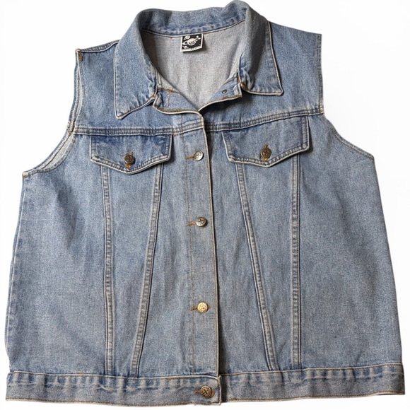 Planet-X Jeans Jackets & Blazers - EUC Women's Y2K Planet-X Jeans Denim Sleeveless Vest Size 2XL (KB1)